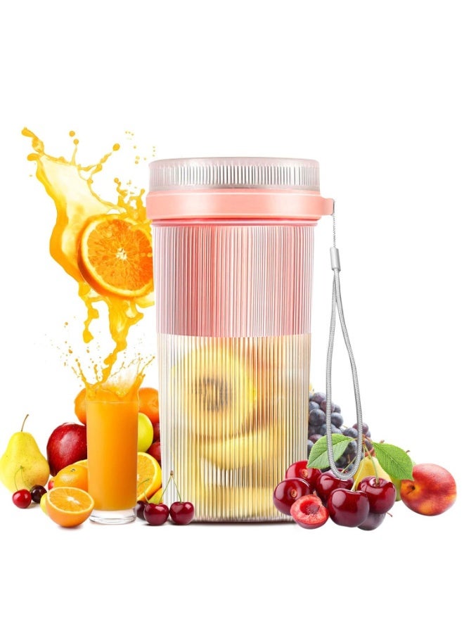 خلاط صغير محمول سعة 300 مل - خلاط عصارة شخصي يعمل بمنفذ USB مزود بـ 6 شفرات من الفولاذ المقاوم للصدأ - سهل الاستخدام بضغطة زر واحدة لتحضير العصائر، ومشروبات البروتين، وطعام الأطفال - مثالي للمطبخ، والسفر، والمكتب، والنادي الرياضي - وردي - Image 1